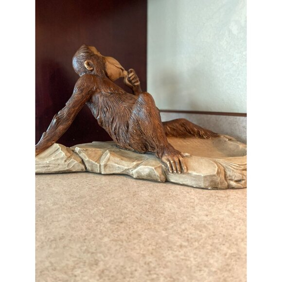 Vintage Unique Lazy Monkey Figurine Bowl With Banana Snack Art - Picture 3 of 8